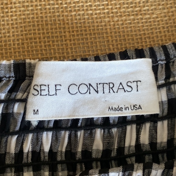 Anthropologie Self Contrast Amadi Gingham Puff Sleeve Romper with Pockets - Picture 6 of 10